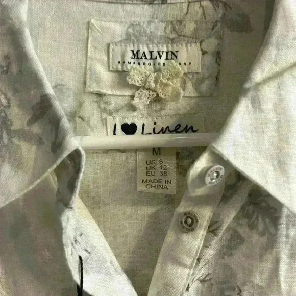 NWT Malvin I ❤️ Linen gray roses dress - Picture 3 of 5